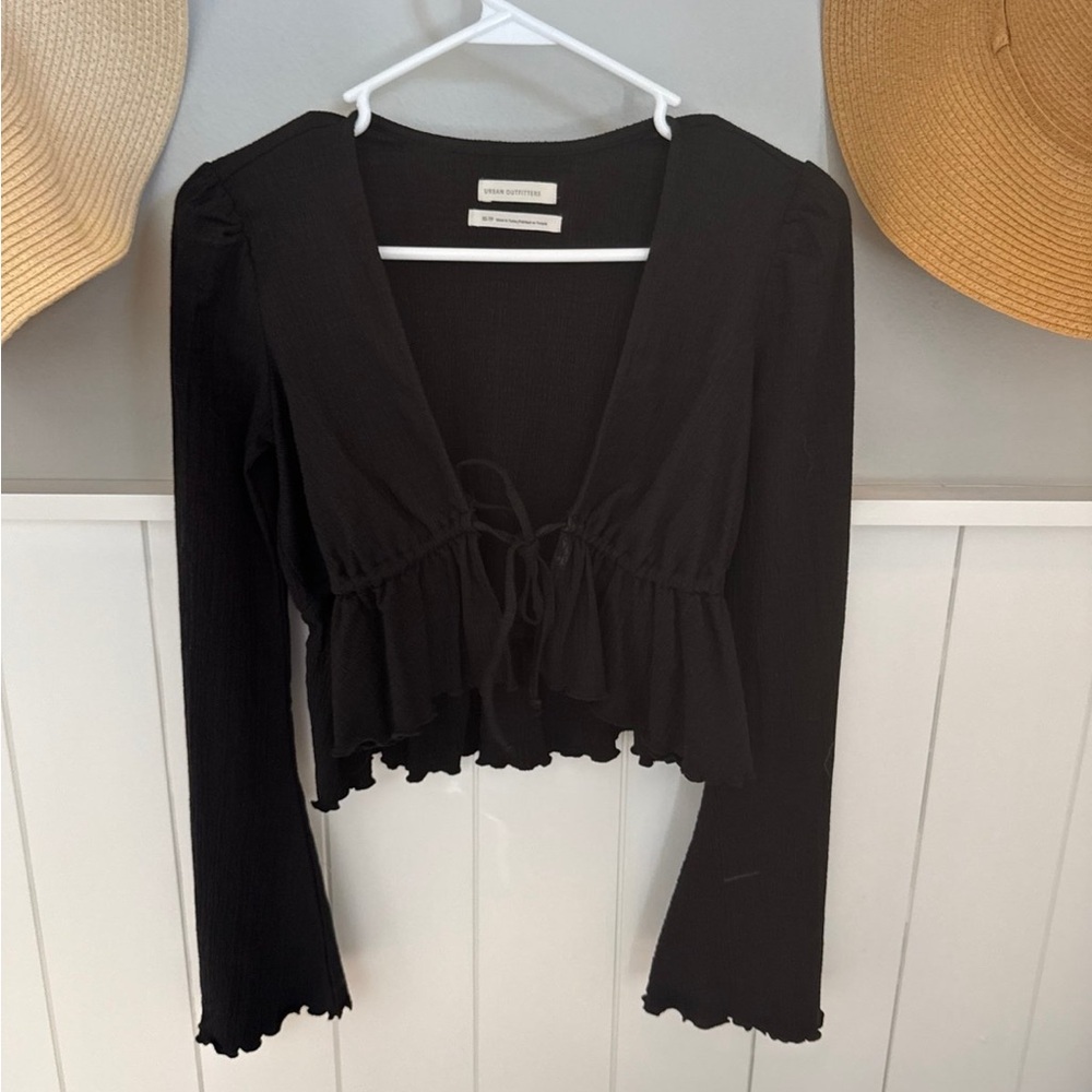 Urban Outfitters Black Ruffled Blouse
